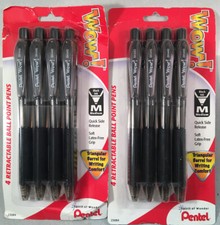 Lot Of 2- Pentel WOW Retractable Ballpoint Pens, Medium Line-Black- 4 Each