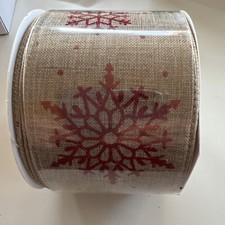 Members Mark GLITTERY SILVER SNOWFLAKE   WIRED EDGE Ribbon 2.5" W X 10 Yards