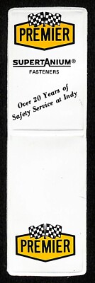 Premier Supertanium Fasteners Indy 500 Pit Garage Crew Badge Holder c1960's VGC