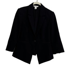 White House Black Market WHBM Womens Peplum Blazer Size 4 Black Short