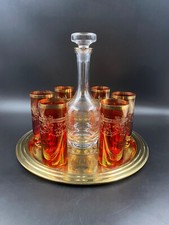 Servizio Set Vino Liquore Alcolici Caraffa Bottiglia 6 bicchieri calice vassoio