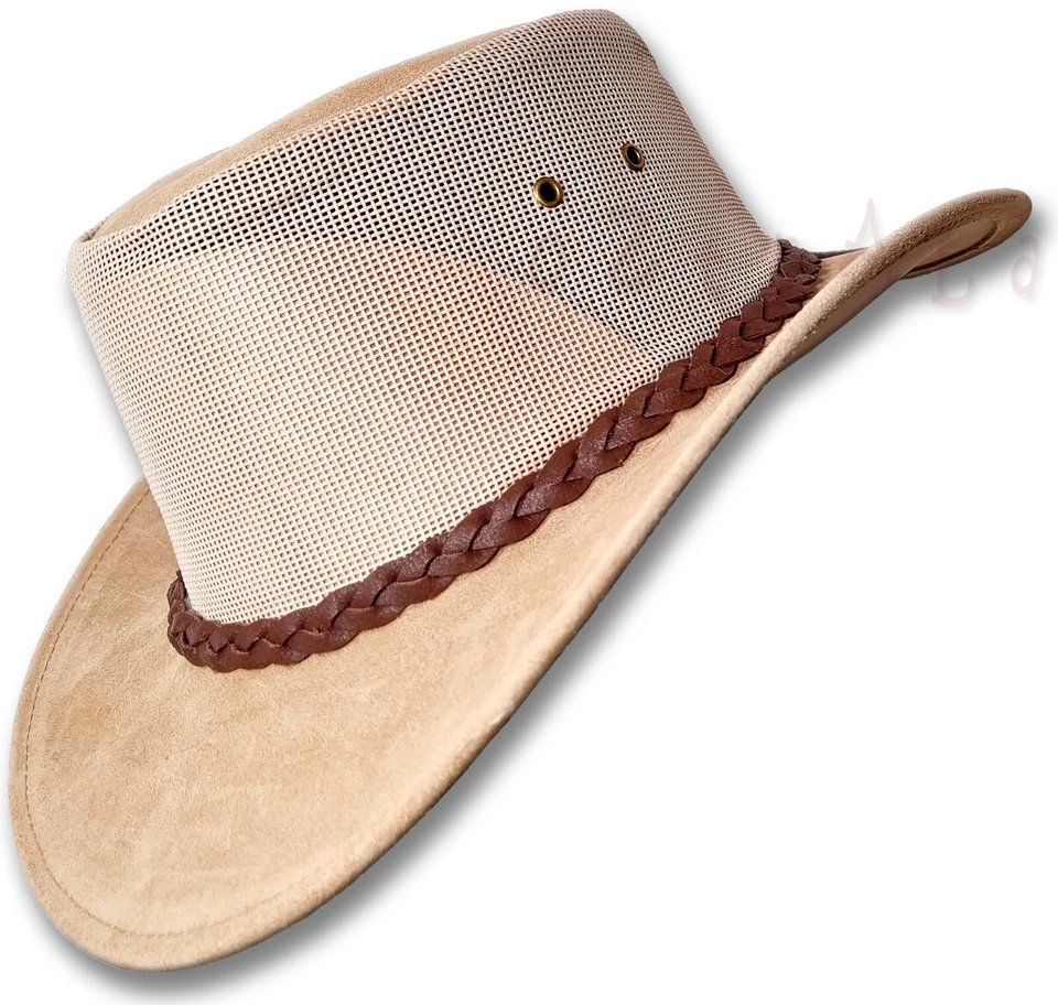 HAT oZtrALa HL34 Suede LEATHER Mesh Breeze Australian Cowboy Golf Outback Summer - Image 3 of 4