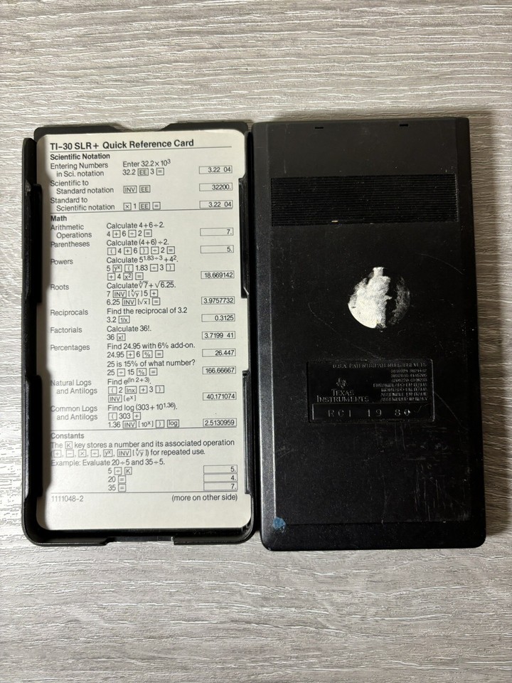 Texas Instruments TI-30 SLR+ calculator W/Cover & Quick Guide- WORKING ...