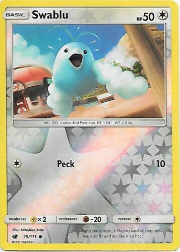 Swablu 79/111 Crimson Invasion Reverse Holo Common Near Mint Pokemon DNA GAMES