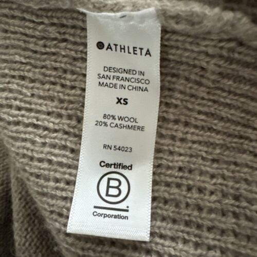 Athleta Spirit Wool Cashmere Wrap Sweater Womens Sz X-Small XS Taupe Pockets - Picture 4 of 9