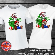 Image of Super Mario Funny Weed Cannabis T-shirt Mens Ladies Gift