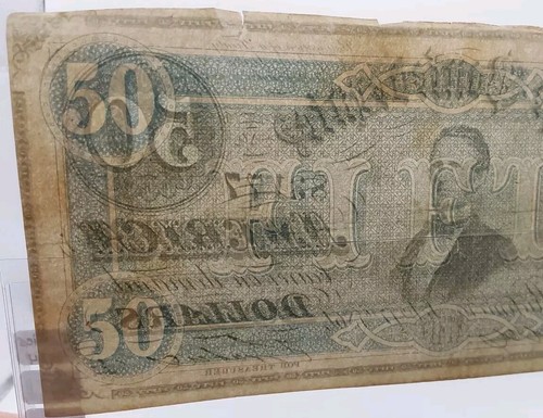 $50 1864 T-66 Confederate States Of America - CIVIL WAR ISSUE - Picture 8 of 9