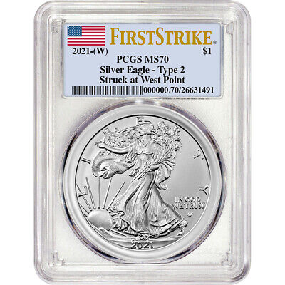 2021 (W) American Silver Eagle Type 2 - PCGS MS70 First Strike | eBay