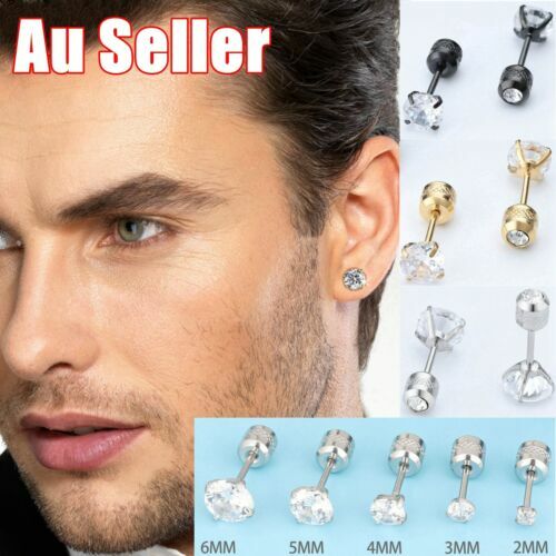 Boucles D'oreille Rose Et Strass Noir - Style Biker Punk - REF 697 - Acier Inoxydable - Neuf Avec étiquettes