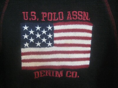 NWOTs VTG US POLO ASSN USA Flag Knit Crew Neck Pullover Sweater Sz