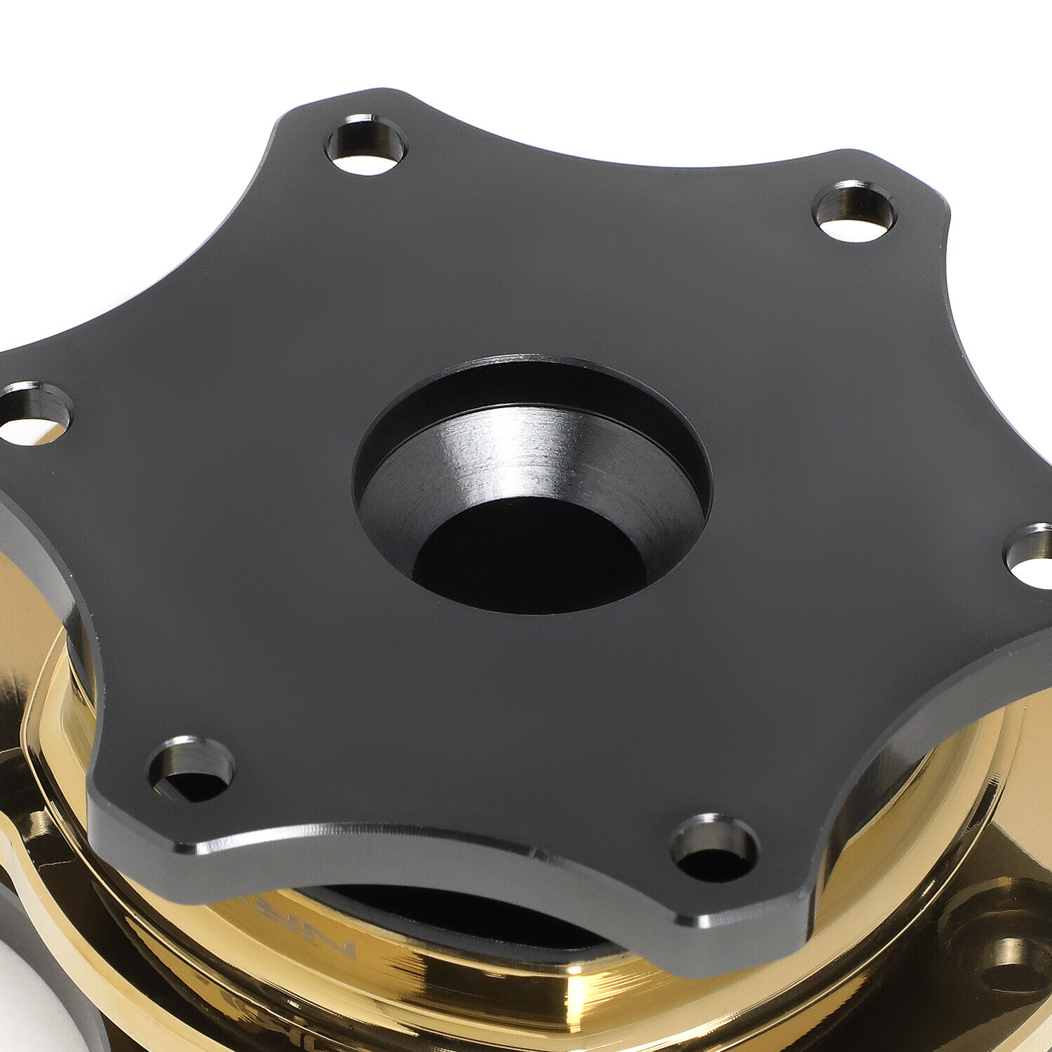 NRG SFI 42.1 Spec D Shaped Gun Metal/ Gold Steering Wheel Quick Release