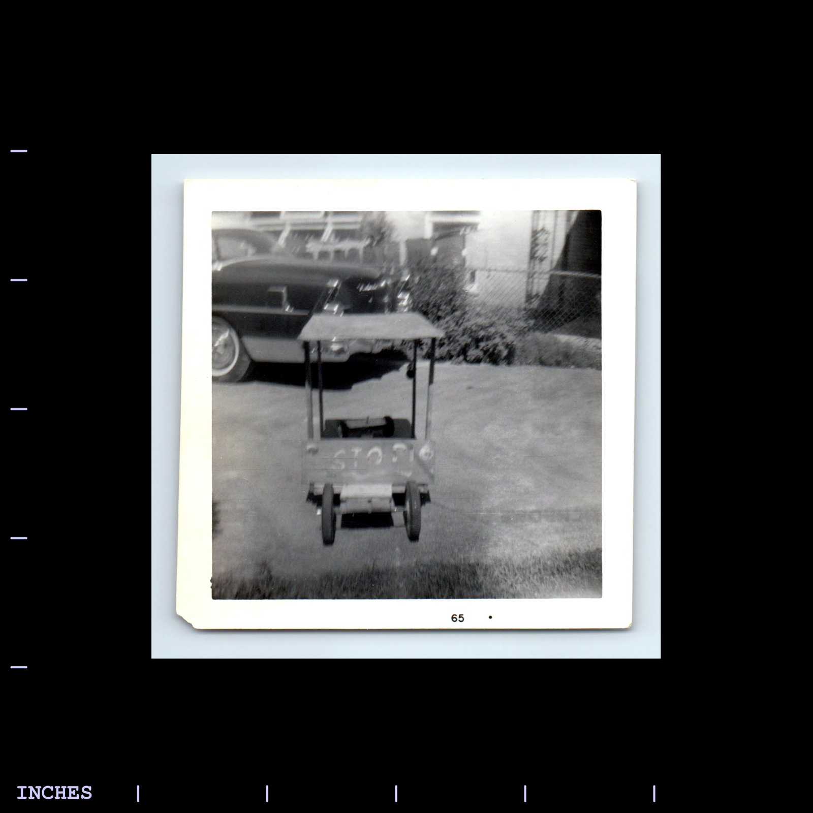 Old Square Photo CLASSIC AND TOY PEDAL CAR IN DRIVEWAY 1965
