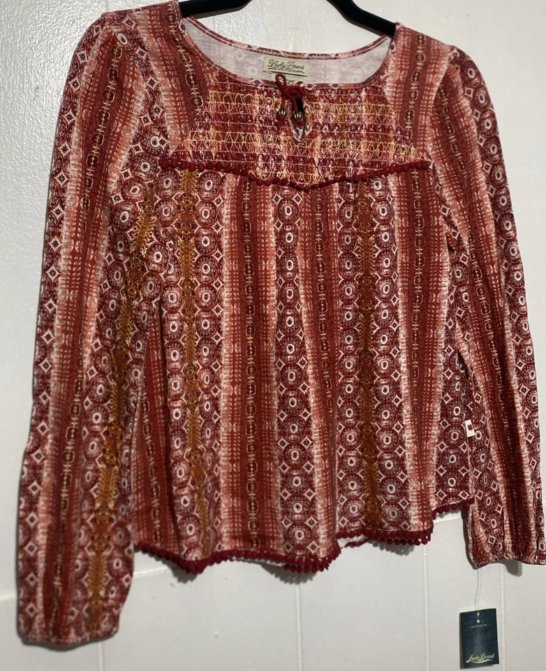Camisa LUCKY BRAND Niñas Talla Grande Calada Bohemia Adornada Manga Larga NUEVA Foto 3 de 4