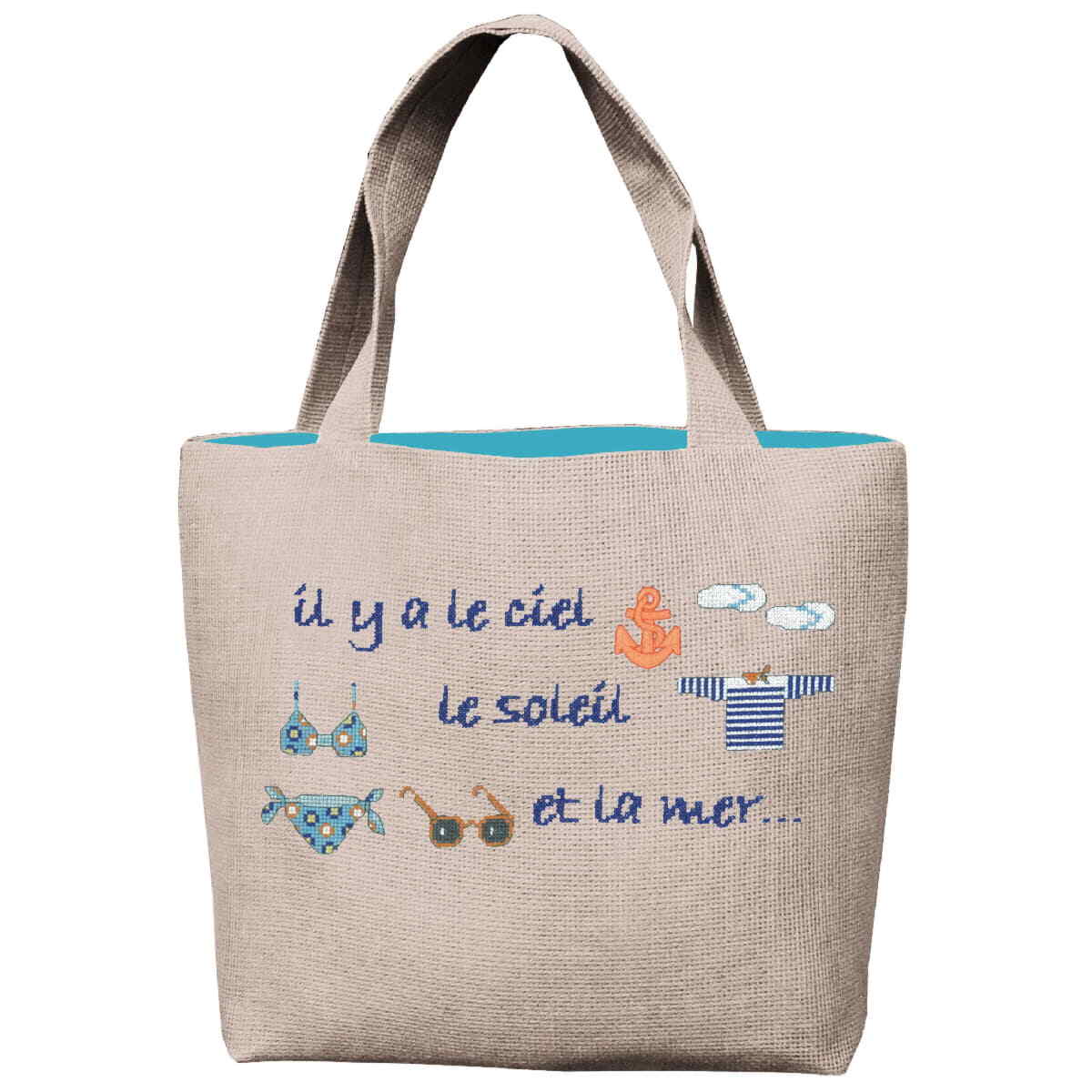 Le Bonheur des Dames bag counted cross stitch kit ""Beach Bag"",  31x33x8cm, DIY