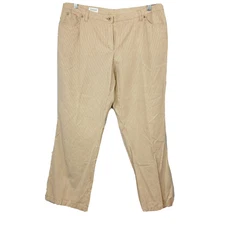 Basler Pants Womens 46 US 16 Beige Brown Stripe Linen Cotton Stretch Dress Pant