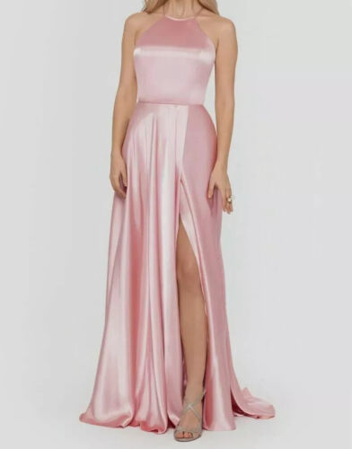 $179 NWT Blondie Nites Junior Women's Pink Sleeveless Tie Back Gown Dress Size 5