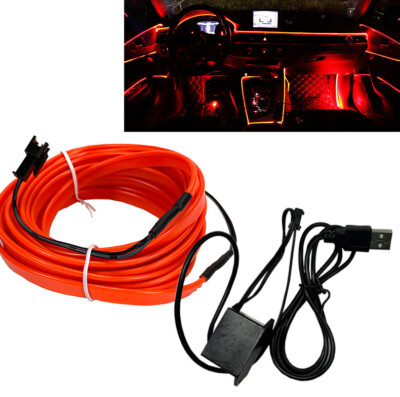 5M 12V EL RED Interior Cold light Atmosphere Lamp Wire  Decoration USB Nisin