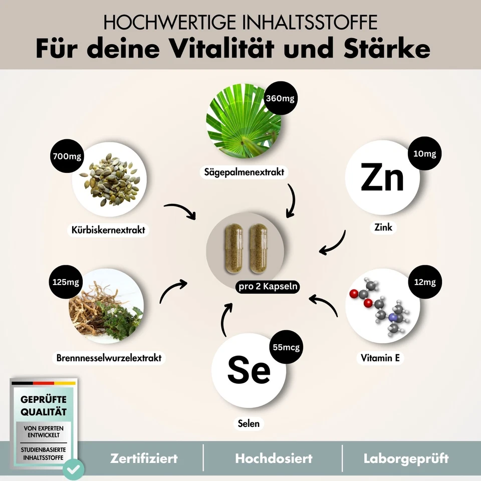 Prostata Kapseln 180 Stück, Prosta Plus Komplex, vegan, geprüft & hochdosiert - Bild 3 von 4