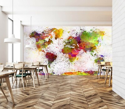 3D Watercolor Doodle 154NA World Map Wall Paper Wall Print Decal Mural Fay