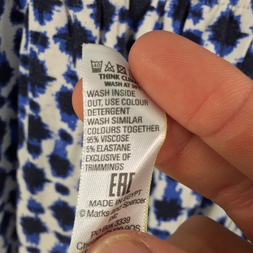 Marks and spencer dress womens 12 fit flare blue geometric sleeveless 106620 - Picture 5 of 9