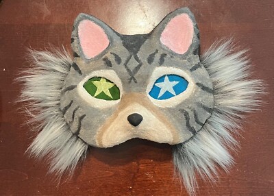 Fully lined tabby cat mask - Handmade cat mask - warrior cats jay feather mask