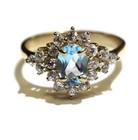10k yellow gold Blue White Topaz gemstone cluster ring 2.8g ladies size 6 — photo 1