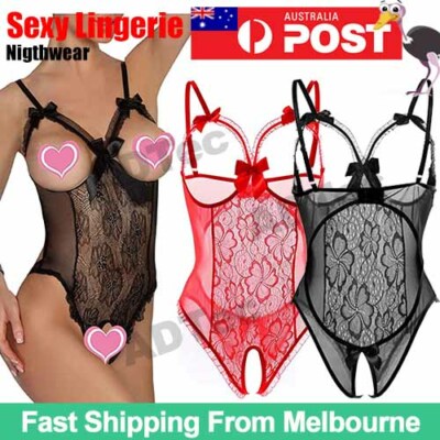 Women Sexy Lace Lingerie Open Breast Crotch Body Underwear Sleepwear Crotchless | eBay Women Sexy Lace Lingerie Open Breast Crotch Body Underwear Sleepwear Crotchless | eBay