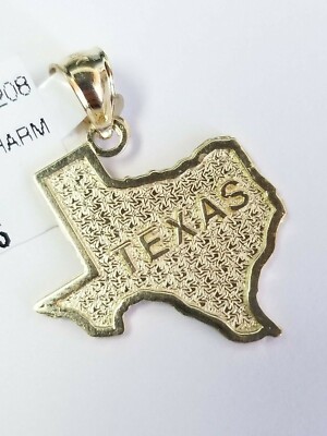 Gelbgold Anhänger Charm USA Texas Staat Umriss Karte Diamantschliff klein winzig