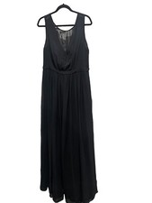 Jenny Yoo Collection Black Pleated Chiffon Long Bridesmaid Formal Dress Size 18