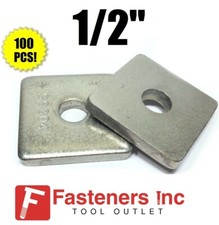 (Qty 100) 1/2" Stainless Steel Square Washers for Unistrut Channel #4602S1 P1064