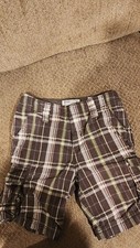 Old Navy Boys Size 5 Brown Plaid Button Zipper Closure Cargo