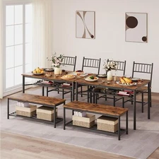 Kitchen Table and Chairs Set ,Dining Room Table Set with Bench Storage Rack Home
