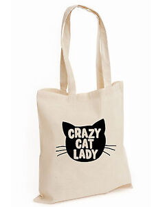 Crazy Cat Lady Moda Shopper In Cotone Tumblr Swag Divertente Gatto Amante Ebay