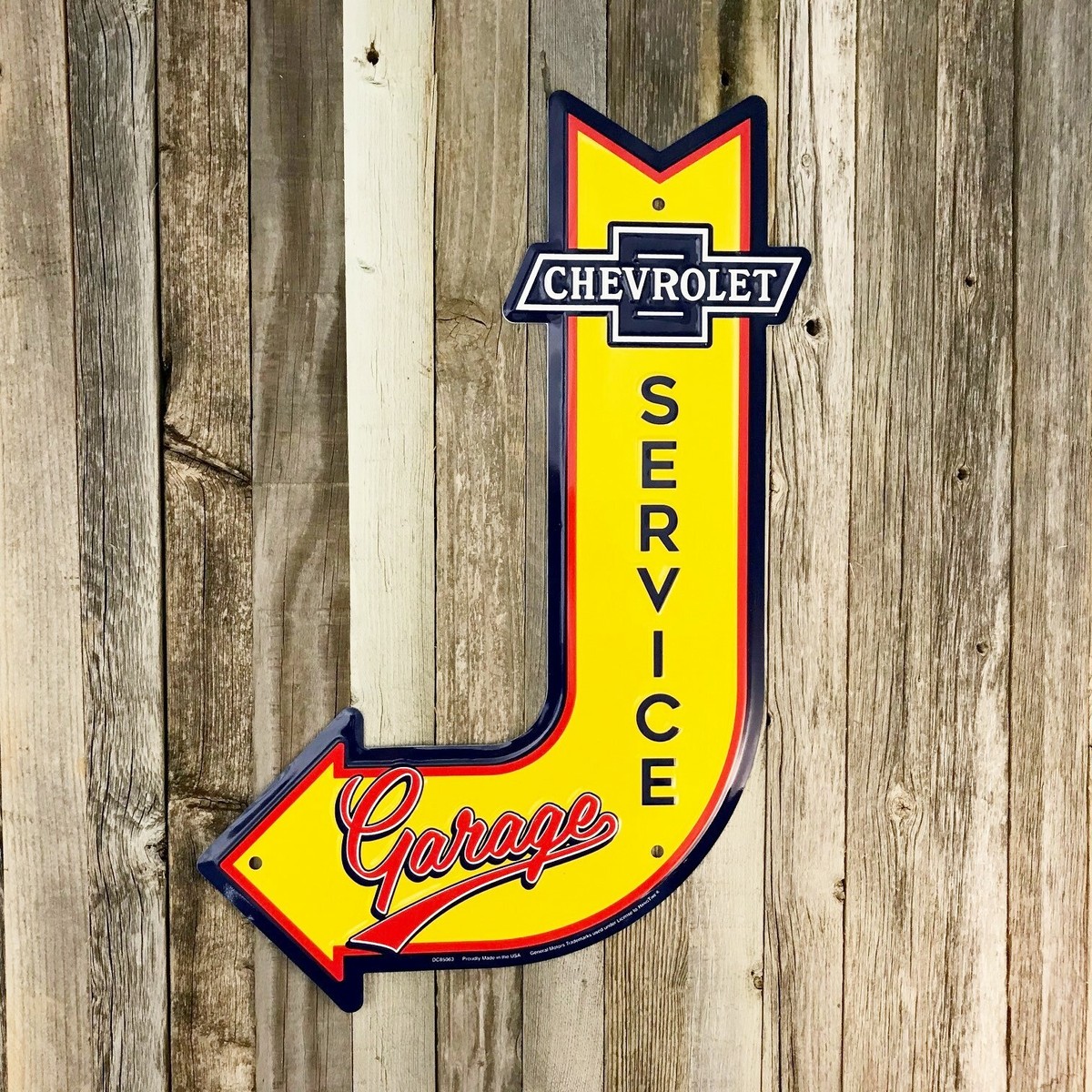 Chevrolet Service Garage Chevy Embossed Arrow Metal Tin Sign 18