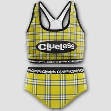 Y2k Clueless Cher Yellow Plaid girls Size 12 Training Bra and Underwear Set NWT