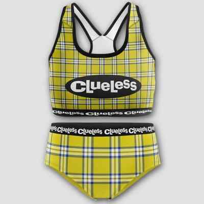 Y2k Clueless Cher Yellow Plaid girls Size 12 Training Bra and Underwear Set NWT