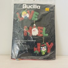 Vintage NOS Bucilla 48615 Christmas Wishes 3 Ornament Kit Sequin NOEL JOY LOVE