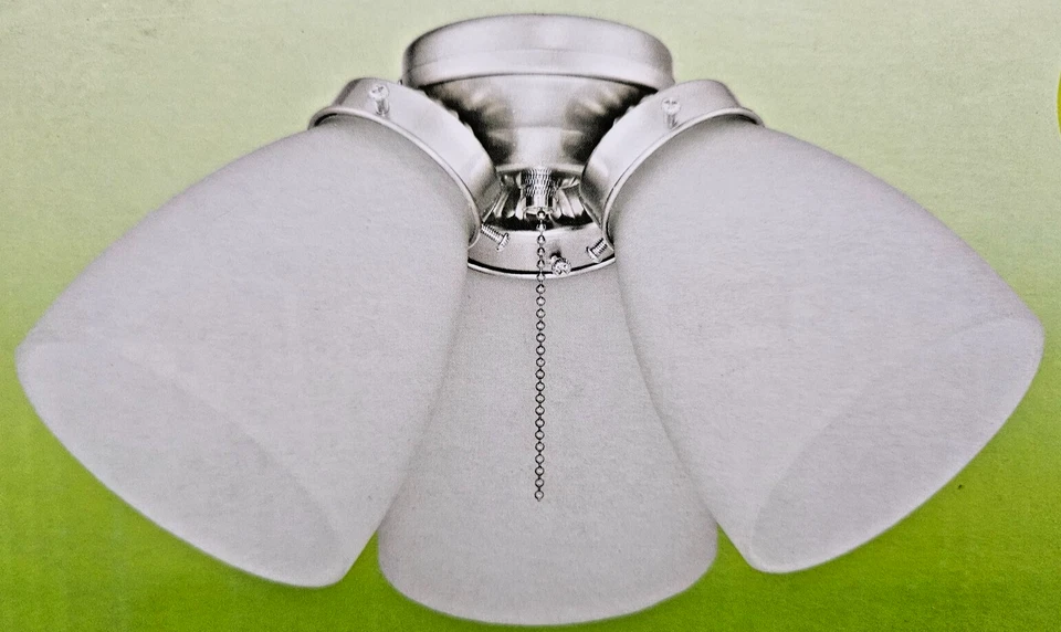 Hampton Bay 3-Light Brushed Nickel Ceiling Fan Shades LED Light Kit - Image 2 of 3