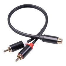 2 RCA Male to 1 RCA Female Stereo Y Adapter Subwoofer Cable Gold Plated 2 Male