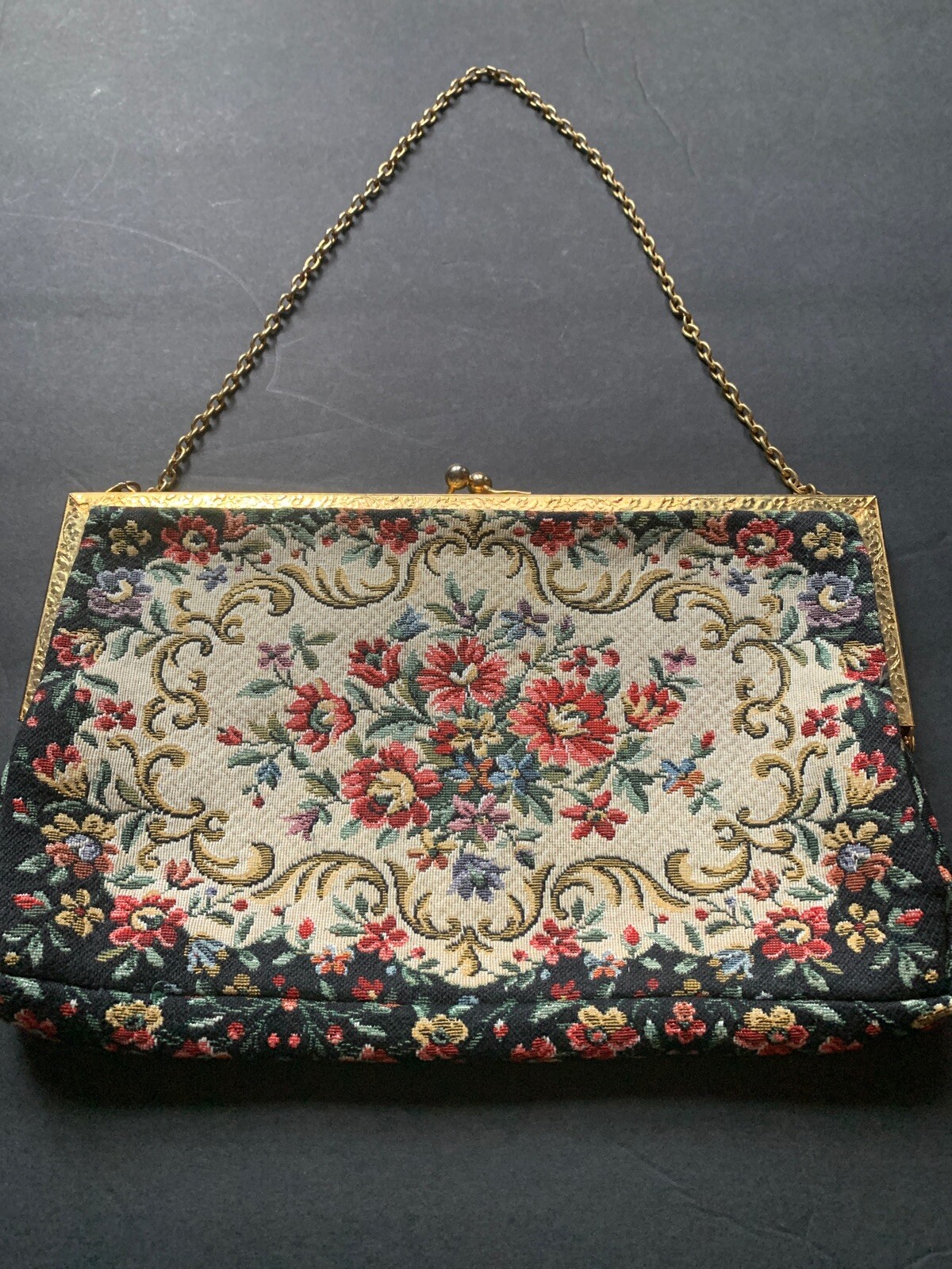 Antique French Tapestry Purse Made in France Gem