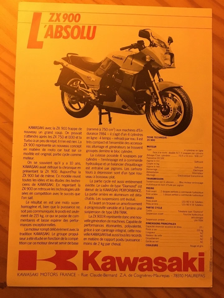 Kawasaki 1984 750 900 Ninja Zx ZX750 Turbo KLR600 Cross Catálogo Moto Folleto - Imagen 3 de 3