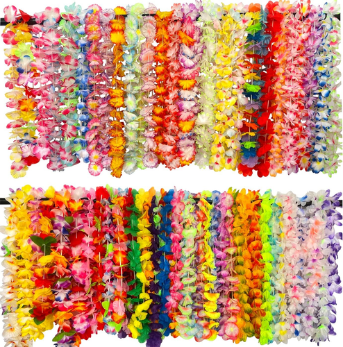 100 Counts Hawaiian Leis Flower for Luau Theme Party Decorations - Bulk Set of S