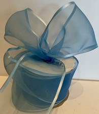 Offray Arabesque Wired Ribbon Sheer Satin Edge Blue Width 3 Inches 5 Yards