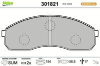 Valeo Bremsbelagsatz Scheibenbremse Essential 301821 FüR KIA Carnival 2 GQ TB 1
