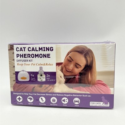 Cat Calming Pheromone Diffuser Kit + 2 Refills 1.62oz Stress Relief Behavior