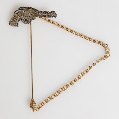 DOLCE GABBANA Brooch Lapel Pin Brass Copper Revolver Men