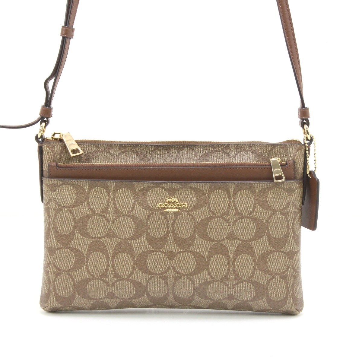 Coach Signature Brown Shoulder Bag with Pouch F58316