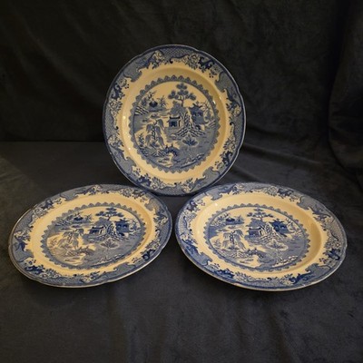 3 x 1930er Jahre Mason's Willow Muster Patent Eisenstein Essteller 10,5'' 
