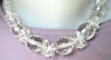 Collier Ancien 2 Rangs Perles Quartz Rose, Cristal De Roche Et Nacre - Bijou Vintage Années 60