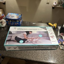 Summer Infant 2 In 1 Bouncer  Rocker Duo Light Gray, Portable with Toys Open B